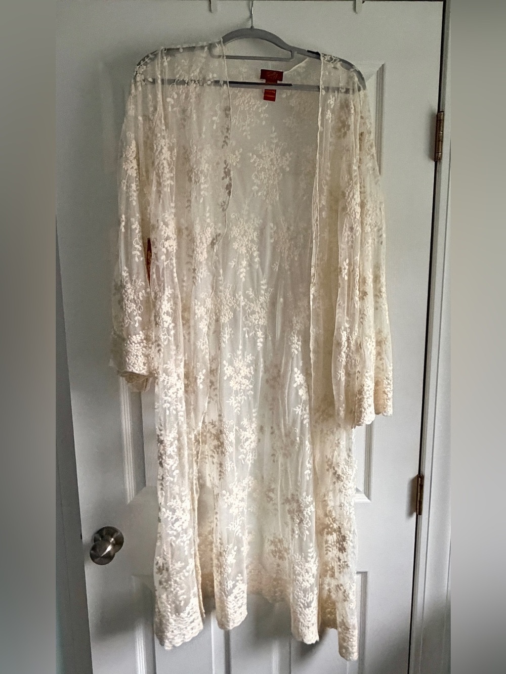 Scully Lace Sheer Duster Kimono in Cream